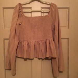 Mittoshop Women's Beige Smocked Flowy Top